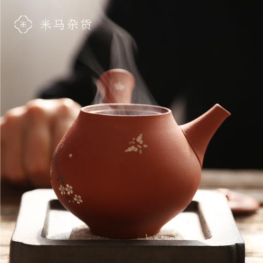 米马杂货 日本常滑烧 都筑青峰 樱蝶朱泥急须 茶壶 茶具 商品图1
