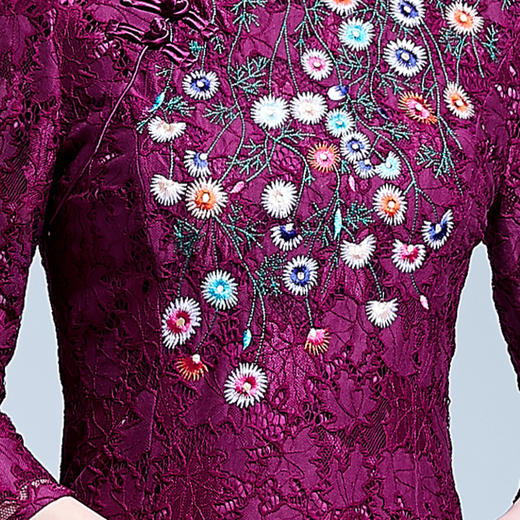 （永久下架2.1）中国风刺绣蕾丝鱼尾裙紫YFN17099 商品图1