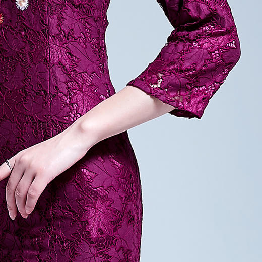 （永久下架2.1）中国风刺绣蕾丝鱼尾裙紫YFN17099 商品图2