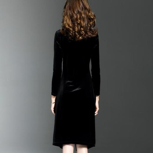 名媛气质中长款金丝绒收腰包臀一步裙 货号YZX1701 商品图4