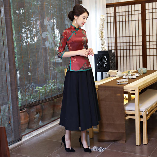 C1803仿香云纱中式改良两件套 商品图2