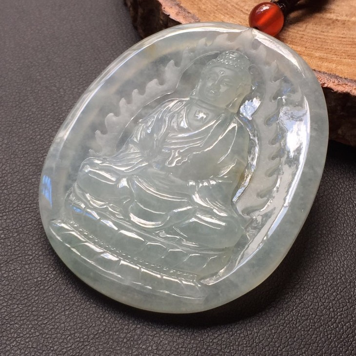 d63154翡翠冰种飘花阿弥陀佛