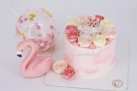 小皇冠+韩式裱花 忌廉蛋糕（粉色系）（默认自提，收费配送请联系客服）