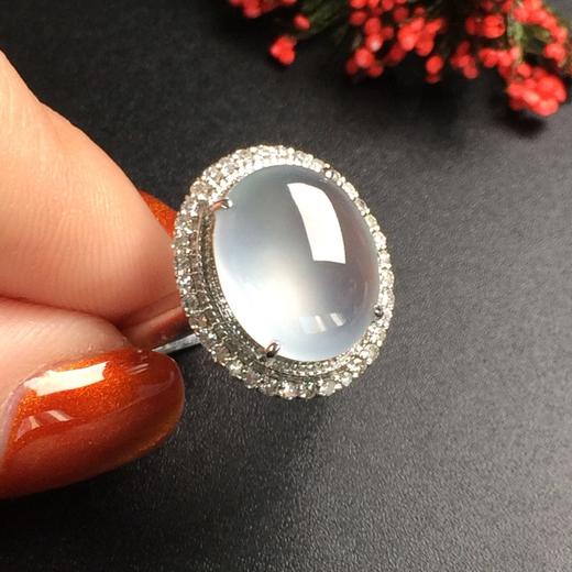 73934翡翠冰种白冰蛋面戒指