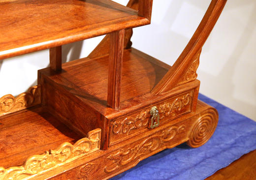 红桥红   精品 缅甸花梨【圆形弯腿 小博古架】多宝阁置物架  榫卯结构 一物多用 实用收藏 商品图7
