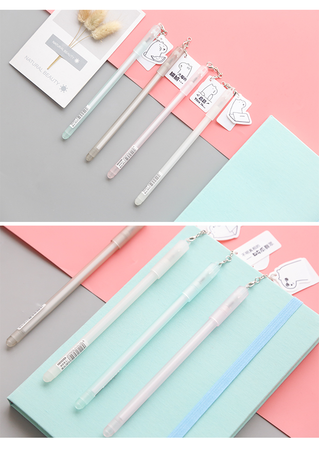 三年二班时尚吊坠中性笔05mm全针管黑色学生水笔签字笔送吊坠片