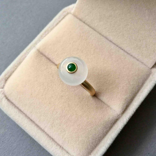 冰种翡翠转运珠戒指18k黄金镶嵌