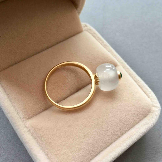 冰种翡翠转运珠戒指18k黄金镶嵌