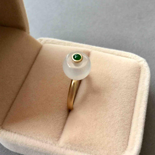 冰种翡翠转运珠戒指18k黄金镶嵌 商品图4