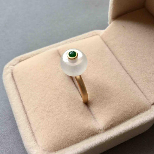 冰种翡翠转运珠戒指18k黄金镶嵌