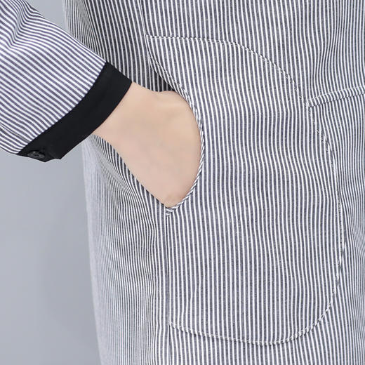 POLO领条纹中长款修身优雅长袖衬衫 货号XMTZ1037 商品图4