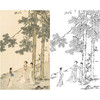 陈少梅竖幅工笔传统仕女人物白描底稿-梧桐仕女图-多种白描尺寸可选-CR09 商品缩略图0