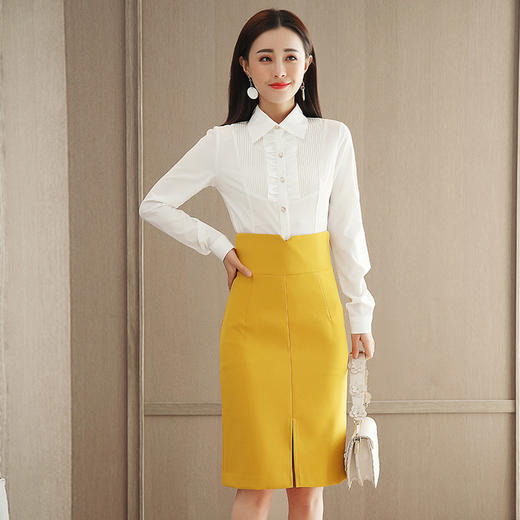2018春装新款韩版时尚衬衫 高腰包臀裙套装GZHY-C133C76924 商品图4