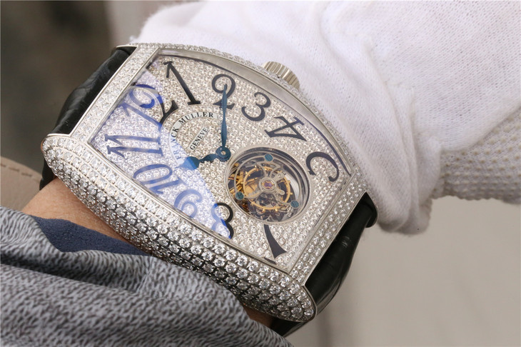 法兰克穆勒法穆兰fm8880真陀飞轮男表原版复刻顶级烧烤蓝针弧度完美不