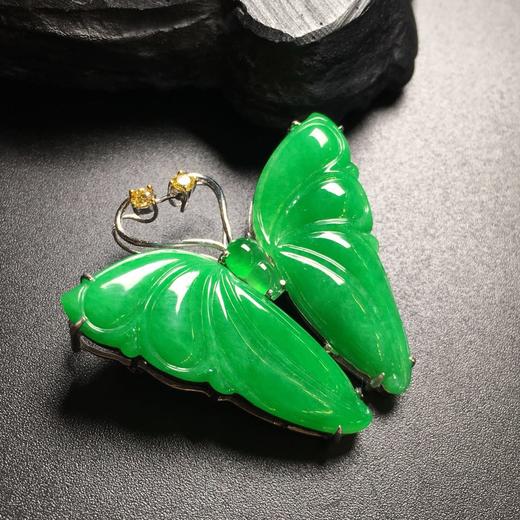 10050年底大促销翡翠冰种阳绿蝴蝶胸针吊坠两用款