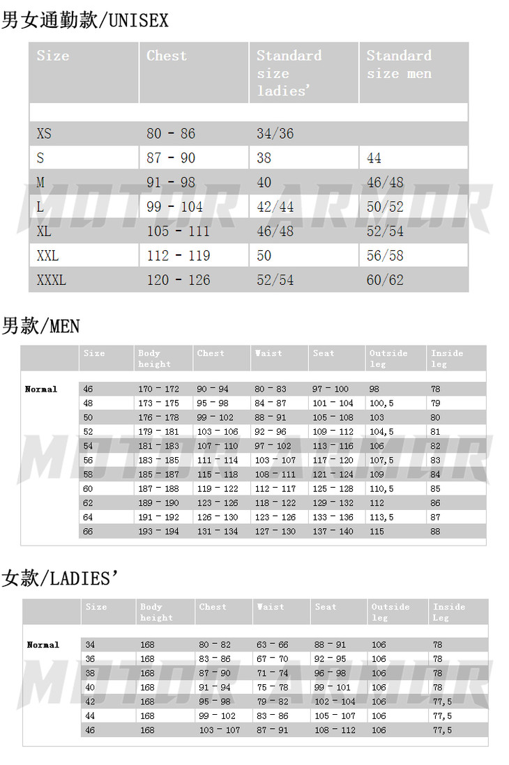 丹尼斯骑行服尺码表图片