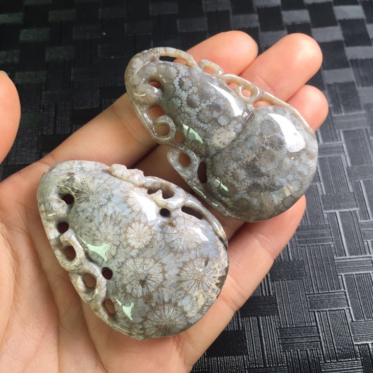 d44428海南玉化珊瑚玉葫芦吊坠