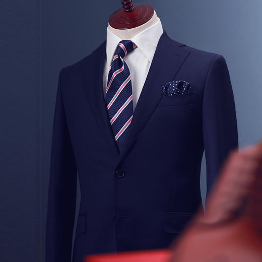 男士100%羊毛半麻衬工艺单排两粒扣西服西装套装 商品图0