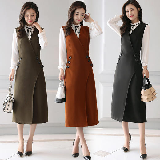 【寒冰紫雨】ol通勤款女装女士2件套装女 春秋装韩版衬衫套装裙气质