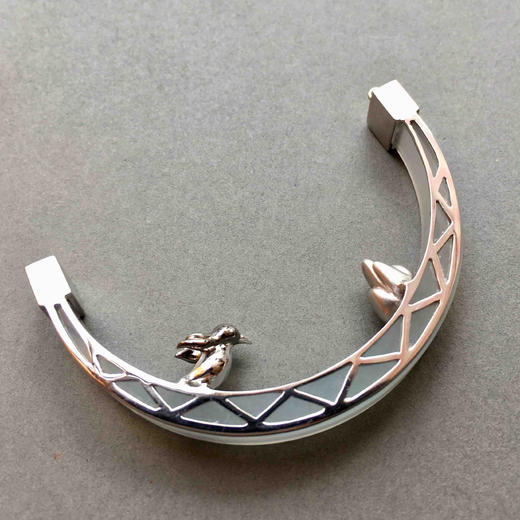 滑雪主题设计师款翡翠吊坠18k白金镶嵌 商品图5