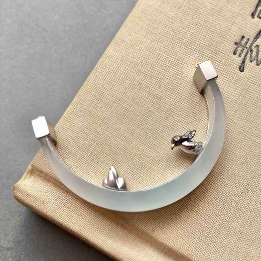 滑雪主题设计师款翡翠吊坠18k白金镶嵌 商品图2