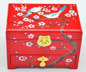 【平遥推光漆器】首饰盒木质复古带锁结婚礼物新娘梳妆化妆盒中式红色