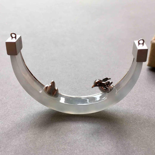 滑雪主题设计师款翡翠吊坠18k白金镶嵌 商品图3