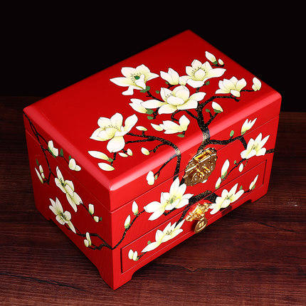 【平遥推光漆器】白玉兰花首饰盒结婚送礼 商品图1