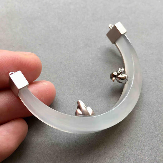 滑雪主题设计师款翡翠吊坠18k白金镶嵌 商品图7