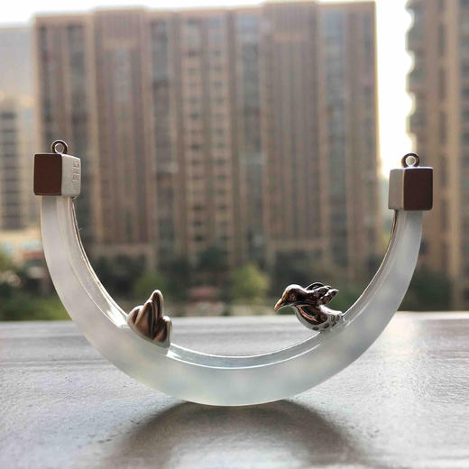 滑雪主题设计师款翡翠吊坠18k白金镶嵌 商品图9