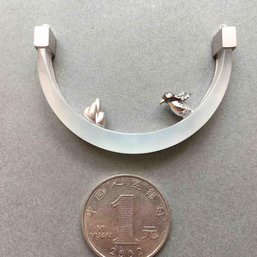 滑雪主题设计师款翡翠吊坠18k白金镶嵌 商品图4