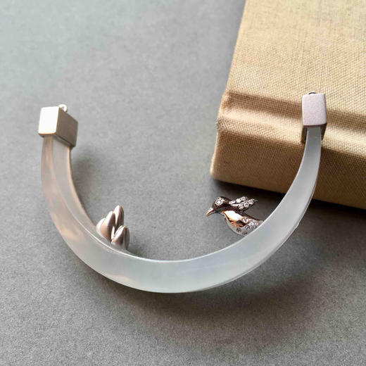 滑雪主题设计师款翡翠吊坠18k白金镶嵌 商品图1