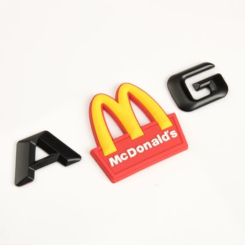 麦当劳车标标志奔驰amg改装宝马m标立体字牌字标amg车贴尾标后标