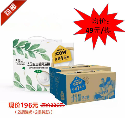 【爆款推荐】认养一头牛2提酸奶+2提纯奶套餐 商品图0