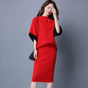 JS JVC328  素色休闲半高领针织套装