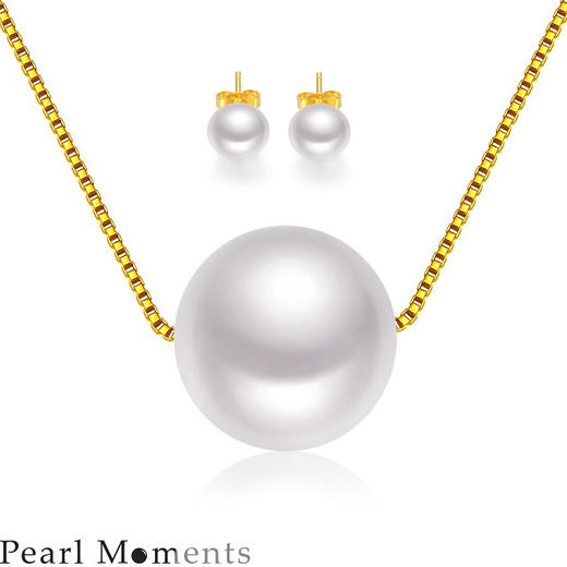 Pearl moments LUCKYBALL& BE LOVED 路路通天然淡水珍珠项链耳钉套装 商品图0