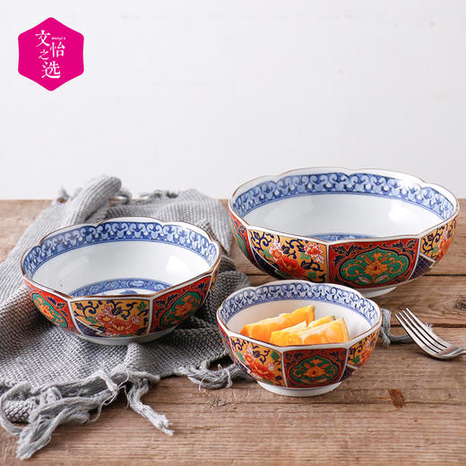 【文怡之选】日本进口陶瓷餐具 古伊万里钵碗 间取赤绘钵碗 饭碗 面碗 大面碗 三种规格可选 餐具 商品图3