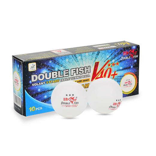 双鱼DOUBLEFISH 有缝ABS新材料有缝三星球3星球三星乒乓球 10只装双鱼V40+展翅三星级乒乓球 新材料更耐用 商品图0