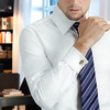 高唯男士斜织纯色方领法式/英式免烫衬衫 商品缩略图0
