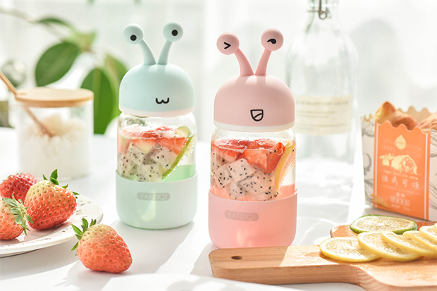 创意可爱蜗牛君玻璃杯女小清新学生便携耐热防漏水杯个性泡茶杯