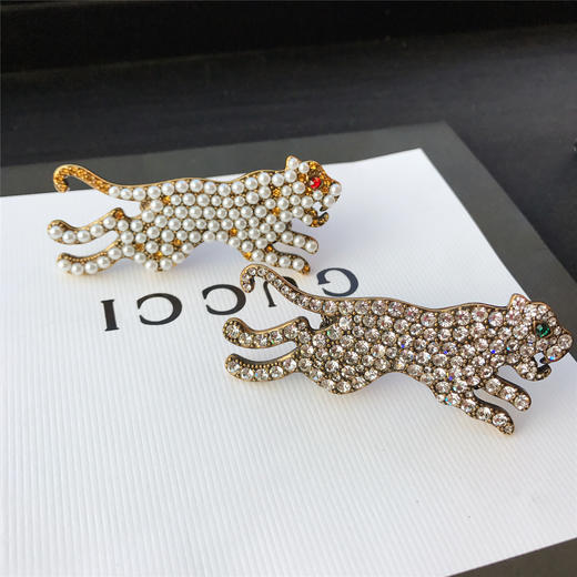 编码guj60188古驰豹子珍珠施华洛钻个性戒指