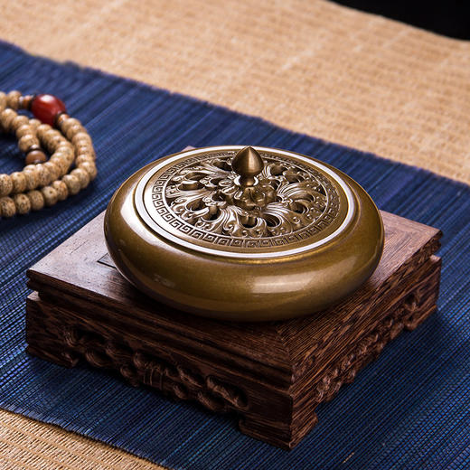 迦印堂丨金菊秋韵铜炉 黄铜复古宣德铜炉 商品图2