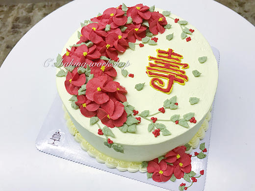 韩式裱花 寿字款 忌廉蛋糕（默认自提，收费配送请联系客服） 商品图0