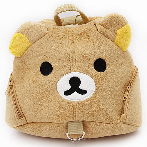 轻松熊背包双肩包女毛绒搭扣学生书包a18