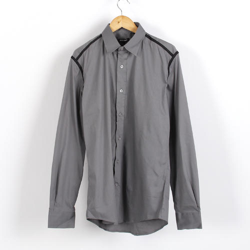 46码灰色防皱长袖衬衫男修身休闲潮牌b17