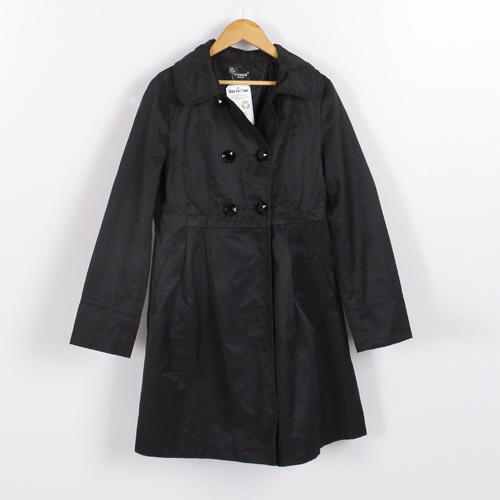 xl码黑色翻领双排扣中长款百搭风衣大衣女_b101