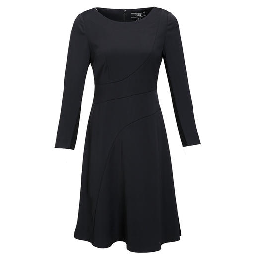 EITIE爱特爱女装秋款气质修身拼接圆领九分袖A字裙中裙连衣裙女5707425 商品图1