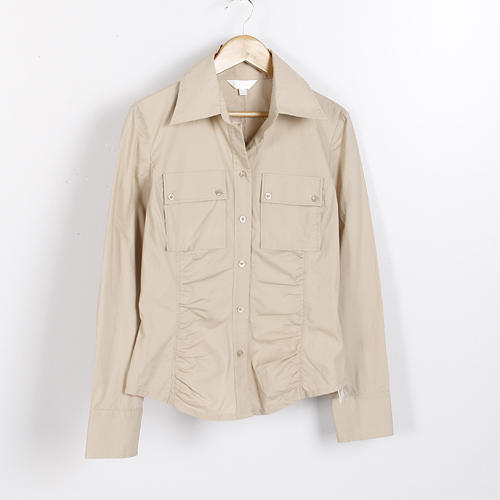 38码卡其色长袖衬衫女b99