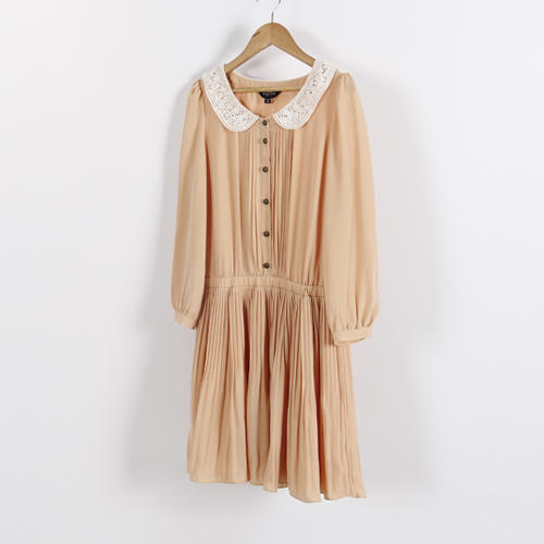 M码可爱镂空娃娃领淑女雪纺连衣裙_B105 商品图0