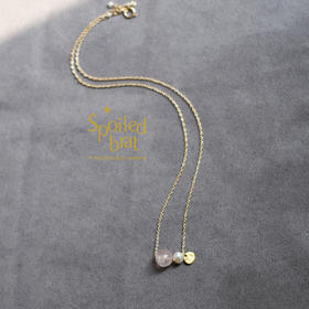 SpoiledBart Jewelry 14K注金 天然粉晶 珍珠 可爱 百搭 气质 项链